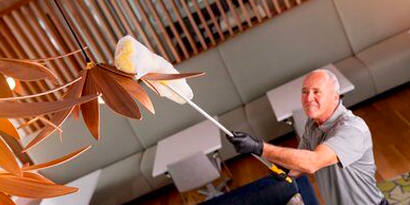 customdian dusting lighting fixture with 3M East Trap Dust sheet
