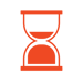 An hourglass with sand draining icon 