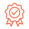 A ribbon with check mark in the center icon