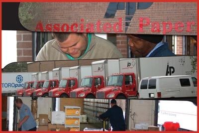a collage of images showing Associated Paper's capabilities in JanSan, foodservice and packaging solutions