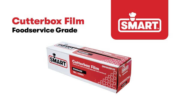 An image of a cutterbox film for foodservice with the SMART Brand logo