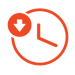 A clock with downward arrow icon