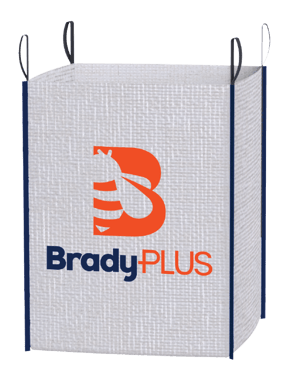 FIBC container bag with BradyPLUS logo on it