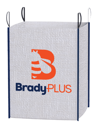 FIBC container bag with BradyPLUS logo on it