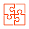 Puzzle pieces completing each other icon - for the right formulation