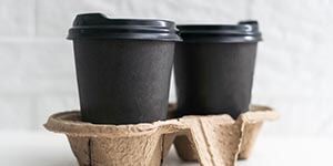 togo cups with tray for hot and cold beverage