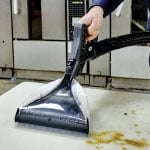 steam vacuuming surface