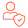 Integrity icon - person with sheild with check mark