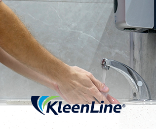 KleenLine Handwash system - a person washing hands