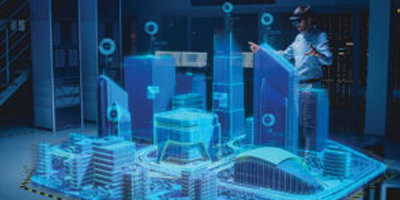 A graphic of commercial buildings for innovation