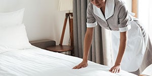 bed linen-housekeeping changing bed linens