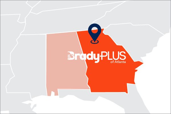 geographical location of BradyPLUS of Atlanta in a map