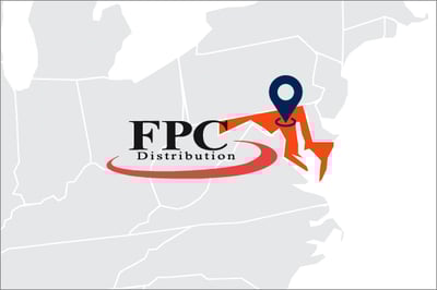 A US map showing FPC Distribution Location in MD with their logo