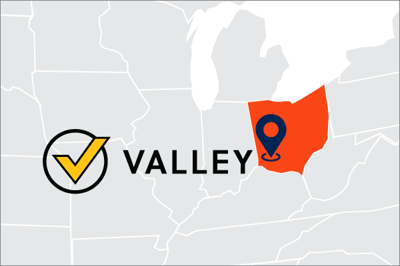 A map showing Valley location in Ohio