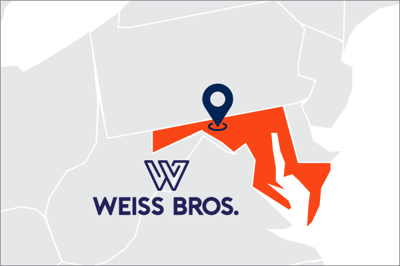 A map showing Weiss Bros.' location in Marlyland