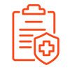 A clipboard with medical symbol at the lower right corner - medical insurance icon