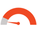 Speed odometer with the needle pointing minimum speed icon