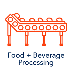 food processing icon with conveyor with food on them