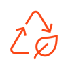 Recycle icon with leaf in a triangle shape arrows