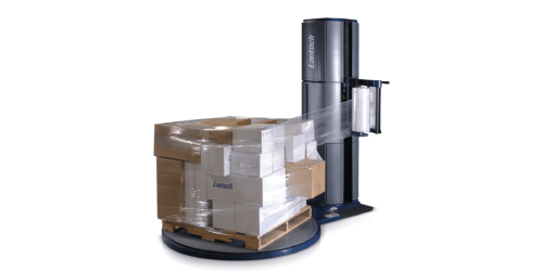 Stretch wrapping machine for industrial packaging