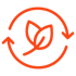 two half circling arrows with leaves in the middle - sustainability icon
