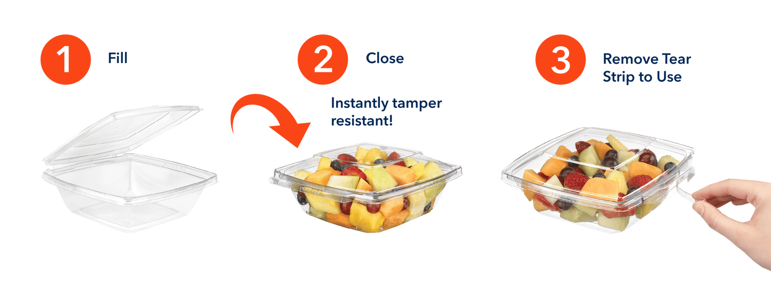 A graphic showing how to secure tamper-evident container