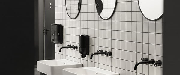 clean stadium restroom
