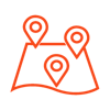 location icon with drop pin indicators