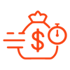 a bag with dollar sign with timer - fast payment icon