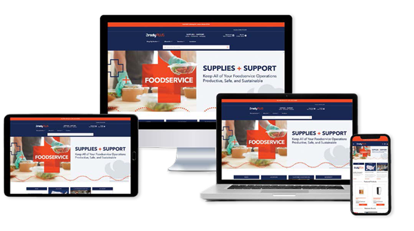 various device screens showing BradyPLUS ecommerce site