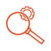 search icon with magnifying glass on a gear