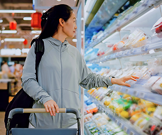 a female customer shopping at the grocery store