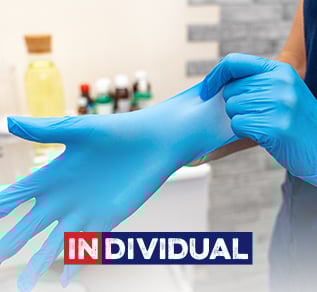 person wearing INDIVIDUAL nitrile glove