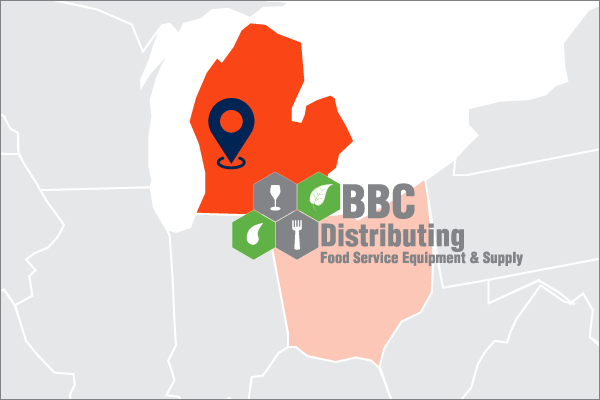 A map showing Michigan and Ohio where BBC Distributing is located