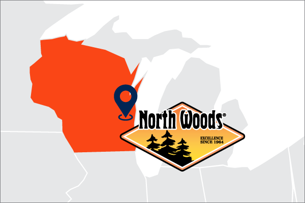 A map showing North Wood location in Wisconsin