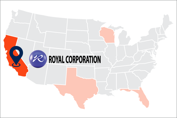 A map showing all Royal Corp locations