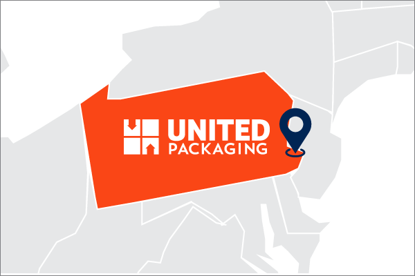 A map showing United Packaging a Location in PA