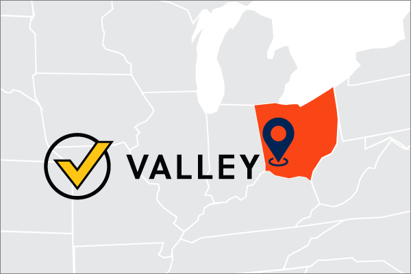 A map showing Valley location in Ohio