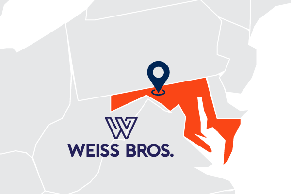 A map showing Weiss Bros.' location in Marlyland