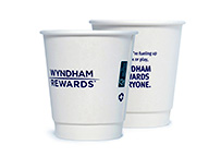 Wyndham logoed cups for reward program